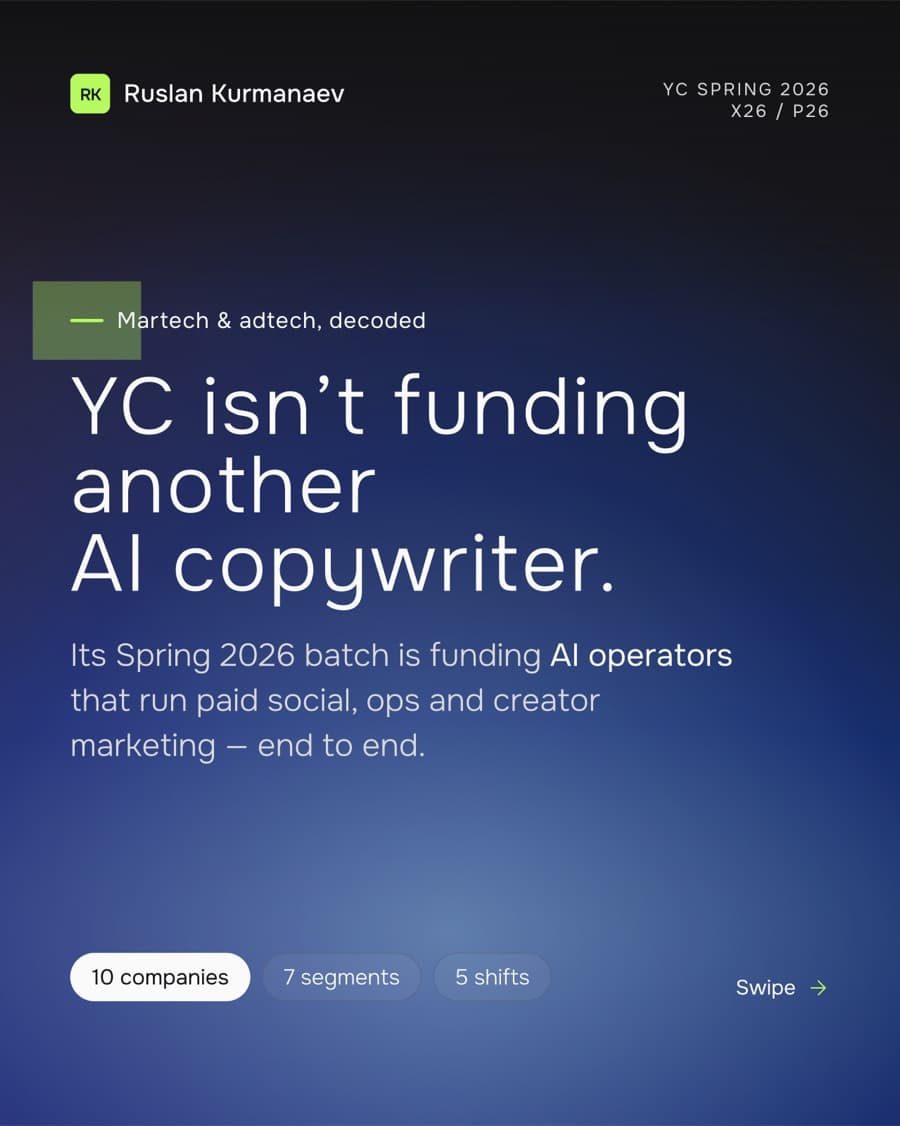 Cover of the YC Spring 2026 Martech & Adtech carousel